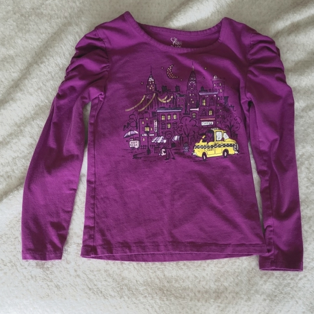 Place Purple Long Sleeve Cotton Top with NYC Graphic